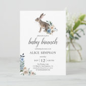 Invitation Petit Bunny Boho Poussière Baby shower de fleurs b (Debout devant)