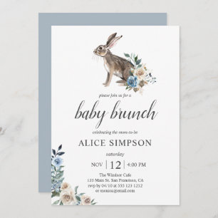 Invitation Petit Bunny Boho Poussière Baby shower de fleurs b
