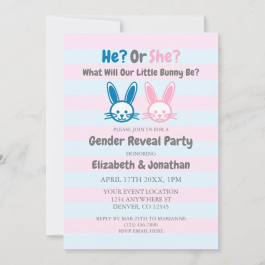 Invitation Petit Bunny Gender Reveal (Devant)