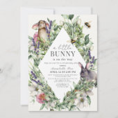 Invitation Petit Bunny Green Rhombus Baby shower virtuel (Devant)