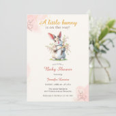 Invitation Petit Bunny mignon Baby shower de Pâques Floral (Debout devant)