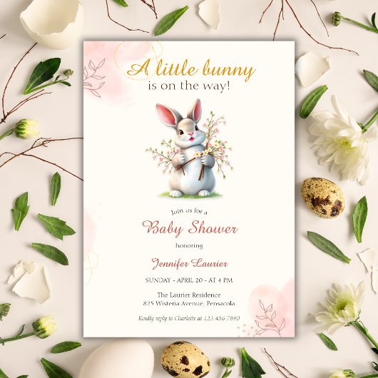Invitation Petit Bunny mignon Baby shower de Pâques Floral