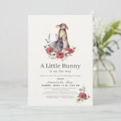 Invitation Petit Bunny Red Anemone Baby shower virtuel (Debout devant)