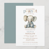 Invitation Petit Cacahuète En Route Baby Shower Éléphant (Devant / Derrière)