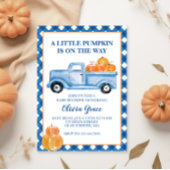 Invitation Petit camion bleu Citrouille Baby shower d'automne