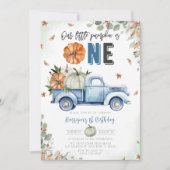 Invitation Petit Camion bleu Citrouille Premier anniversaire (Devant)