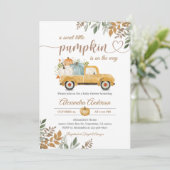 Invitation Petit camion jaune citrouille automne Boho (Debout devant)