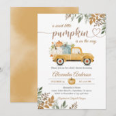 Invitation Petit camion jaune citrouille automne Boho (Devant / Derrière)