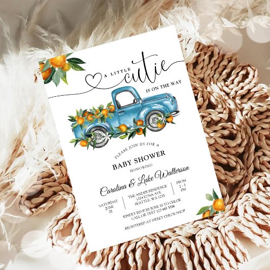 Invitation Petit Camion Orange Mignonne Douche