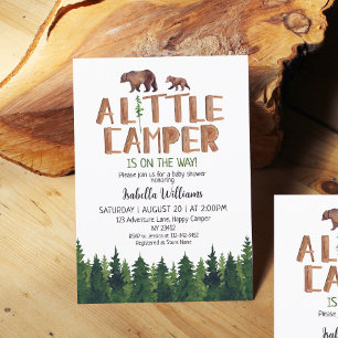 Invitation Petit Camper Bear Woodland Boy Baby shower