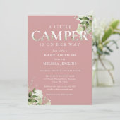 Invitation Petit Camper Dusty Rose Baby shower verdoyant (Debout devant)