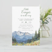 Invitation Petit Camper Mountain Baby shower photo Code QR (Debout devant)