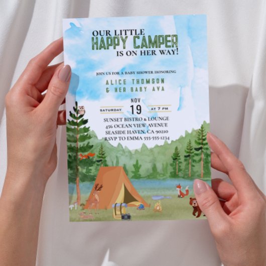 Invitation petit camping camping aventure forêt baby shower
