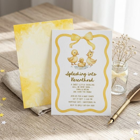 Invitation Petit canard à l'aquarelle éclaboussure de flaque