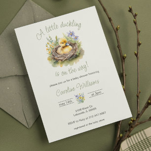 Invitation Petit Canard Sur Le Chemin Baby shower Canard