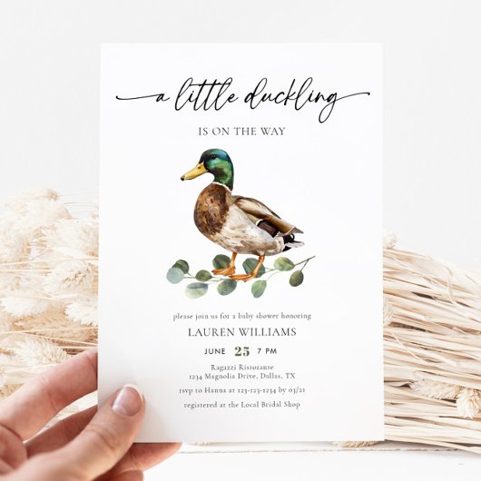 Invitation Petit Canard Sur Le Chemin Baby shower Canard