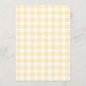 Invitation Petit Caneton Fête de Naissance Gingham Jaune (Dos)
