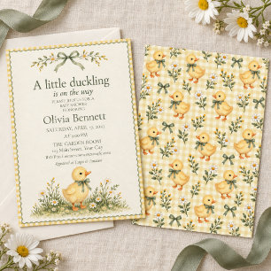 Invitation Petit Caneton Jaune Baby Shower Gingham