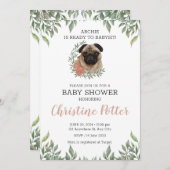 Invitation Petit Carlin Chien Chien Chiot Verdure Garçon Baby (Devant / Derrière)