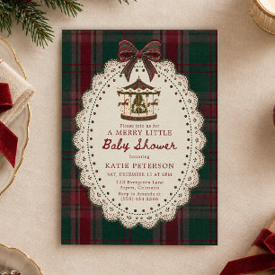 Invitation Petit carrousel à ruban Noël Baby Shower