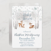 Invitation Petit cerf dans une forêt d'hiver de bois blanc (Devant / Derrière)