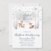 Invitation Petit cerf dans une forêt d'hiver de bois blanc (Devant)