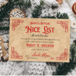 Invitation Petit certificat Nice de Père Noël Magical<br><div class="desc">Nice Certificat Personnalisé - Apportez la magie à vos vacances de Noël avec l'émerveillement d'une belle liste officielle Nice Certificat de Père Noël, direct du Pôle Nord. Cette lettre de Père Noël est entièrement personnalisable pour faire votre propre et peut être un téléchargement instantané - ce qui signifie que vous...</div>