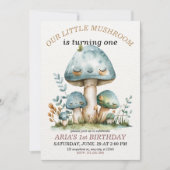 Invitation Petit champignon de la forêt lunaire, 1er annivers (Devant)