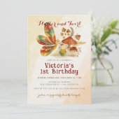 Invitation Petit Champignon Fleur Sauvage Anniversaire Papill (Debout devant)