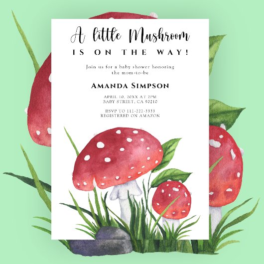 Invitation Petit champignon Sur Le Chemin Baby shower Invitat