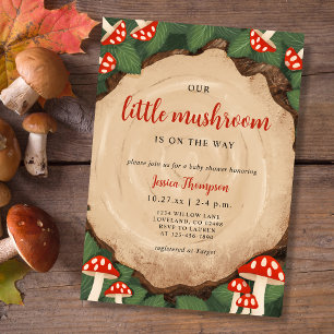 Invitation Petit Champignons Baby shower boisé mignon