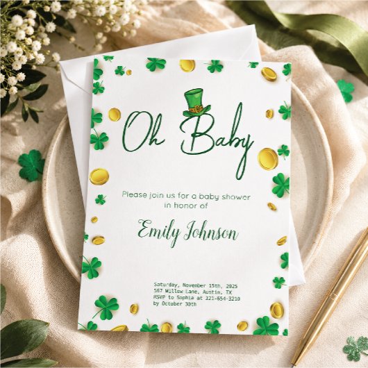 Invitation Petit Chanceux – Baby Shower de la Saint-Patrick