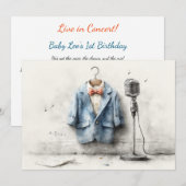 Invitation Petit chanteur 1ère fête d'anniversaire (Devant / Derrière)