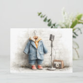 Invitation Petit chanteur 1ère fête d'anniversaire (Debout devant)