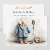 Invitation Petit chanteur 1ère fête d'anniversaire (Devant / Derrière)