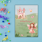 Invitation Petit Château Papillon Rose Fée Tout Âge