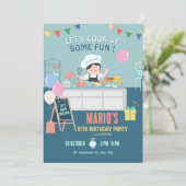 Invitation Petit chef cuisine cuisine anniversaire (Debout devant)