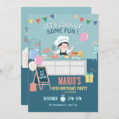 Invitation Petit chef cuisine cuisine anniversaire (Devant / Derrière)