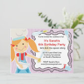 Invitation Petit Chef Cuisine et pâtisserie pour fille (Debout devant)