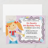Invitation Petit Chef Cuisine et pâtisserie pour fille (Devant / Derrière)