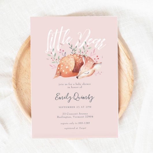 Invitation Petit Cher Baby shower de bois rose