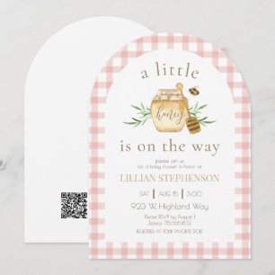 Invitation Petit Chéri En Route Fête Bébé QR Rose