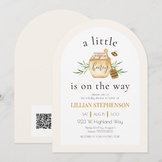 Invitation Petit Chéri En Route Fête Prénatale Bébé Code QR (Devant / Derrière)