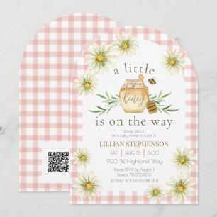 Invitation Petit Chéri En Route Fête Prénatale Bébé Rose QR