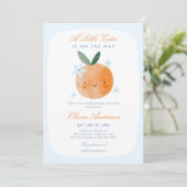 Invitation Petit Chéri, Fête de Bébé Garçon Citron Orange (Debout devant)