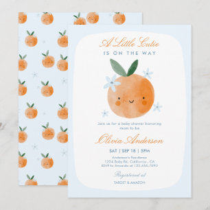 Invitation Petit Chéri, Fête de Bébé Garçon Citron Orange