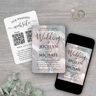 Invitation Petit & Chic QR Tout-En-Un Photo Overlay Mariage