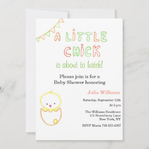 Invitation Petit Chick Sur Le Point De Hatch Baby shower Invi
