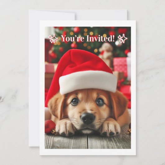 Invitation Petit Chien Assistant du Père Noël (Devant)
