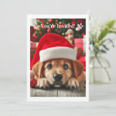 Invitation Petit Chien Assistant du Père Noël (Debout devant)